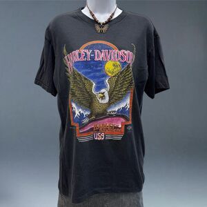Vintage Harley Davidson Funwear Eagle Tee 90s USA Moon Graphic Shirt Medium